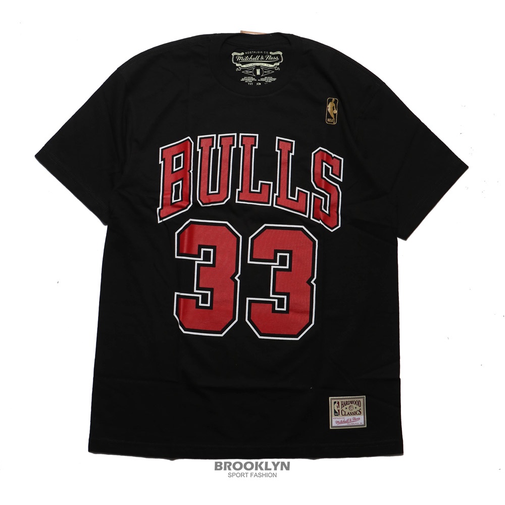 MITCHELL &amp; NESS 短T 黑 BC 號碼T 33 S.PIPPEN 男 MNNNG202A