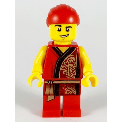 LEGO 80104 拆售 人偶 男孩 歪嘴笑 揚眉 紅頭巾 紅色衣服金龍圖案