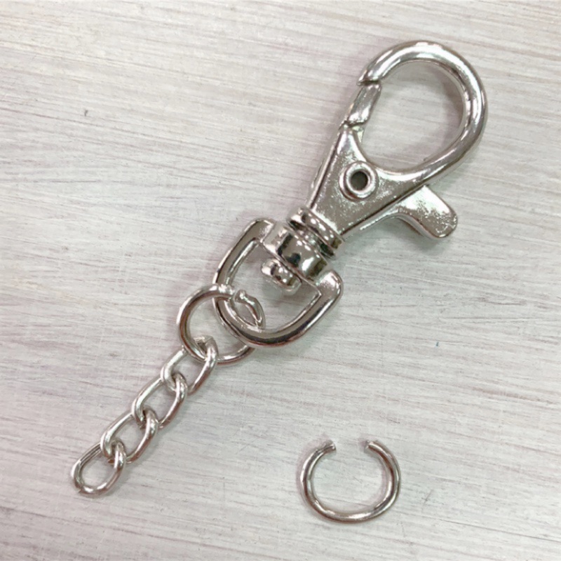 ╭ ⊕ 阜東本質⊕ ╯D003 扣環+鏈條 台灣製鑰匙圈 DIY鑰匙圈 文創材料 扭蛋鑰匙圈- 鎳色 一包10個
