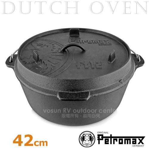 【德國 Petromax】Dutch Oven 42cm 深型鑄鐵荷蘭鍋(14吋有腳)烤爐鑄鐵鍋.湯鍋_ft12