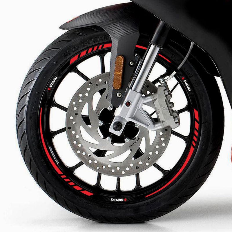 SUZUKI 17 英寸摩托車配件反光乙烯基車輪貼紙貼花防水適用於鈴木 SV650 GSX s750 GSX-R1000