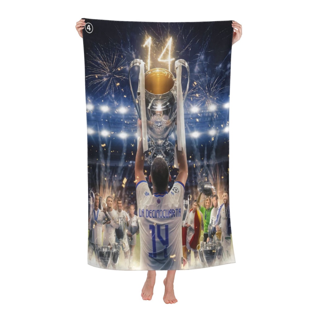 【有貨】皇家馬德里歐洲冠軍聯賽冠軍 2022 浴巾 80*130cm 中性親膚毛巾大號戶外沙灘巾
