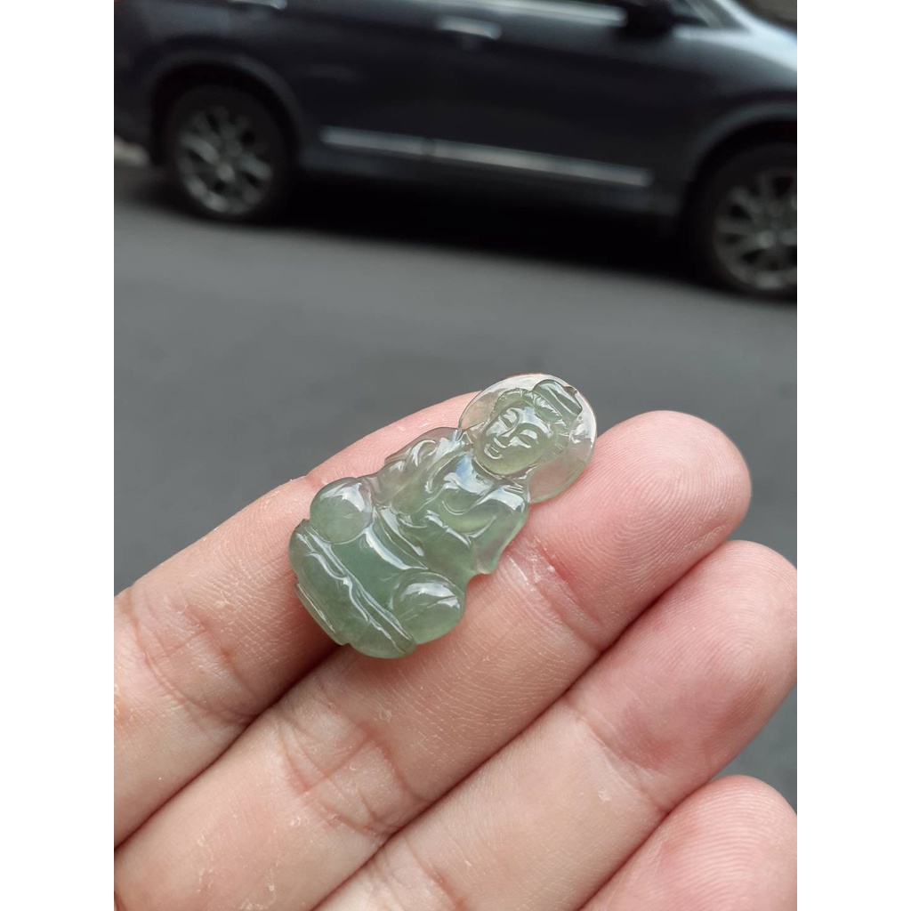 「愛玉冰」A貨緬甸產天然翡翠-----玻璃種湖水綠觀音菩薩