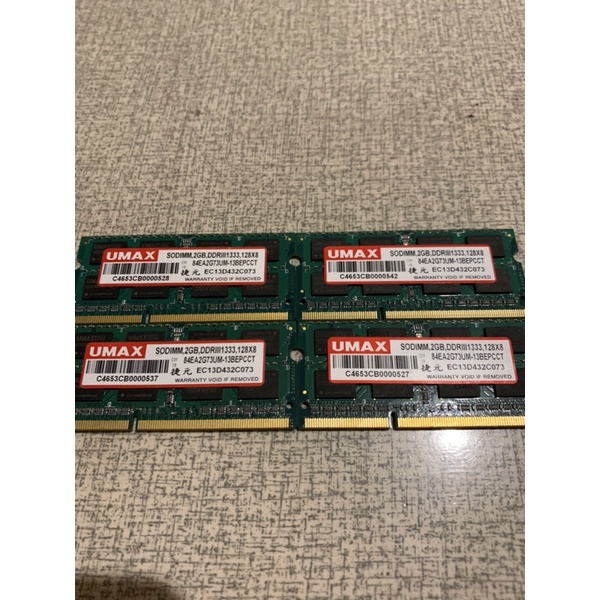 二手良品 UMAX 優美克斯 nanya 南亞 DDR3-1333 2G RAM 筆電NB專用