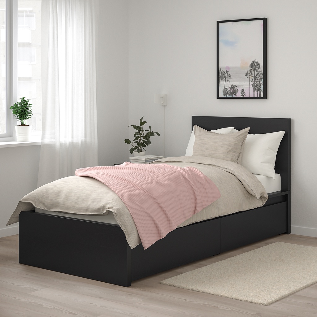 北歐風格經典IKEA宜家MALM單人床框床架+luröy板條+二床底收納盒/黑棕色/二手八成新/原$7990特$4880