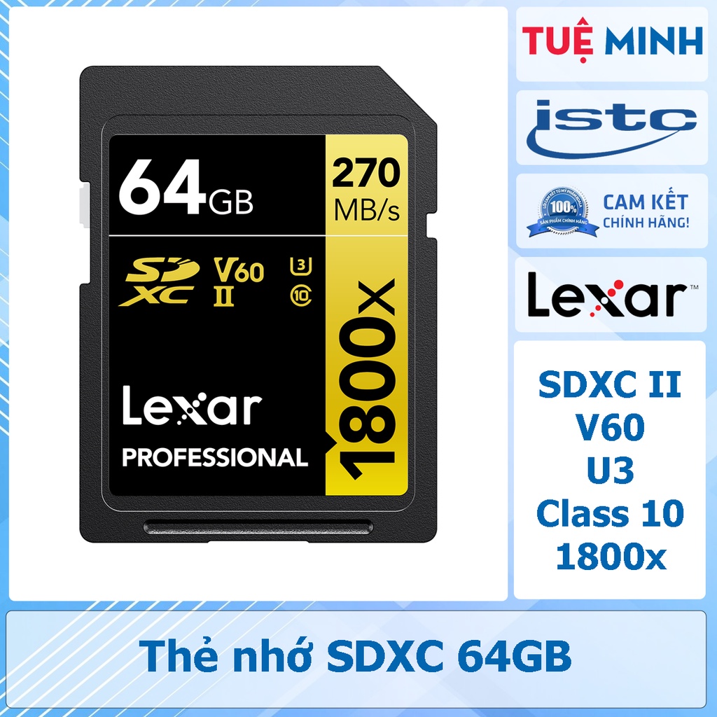 Sdxc 64GB UHS-II Lexar 專業存儲卡 1800x - 正品分佈