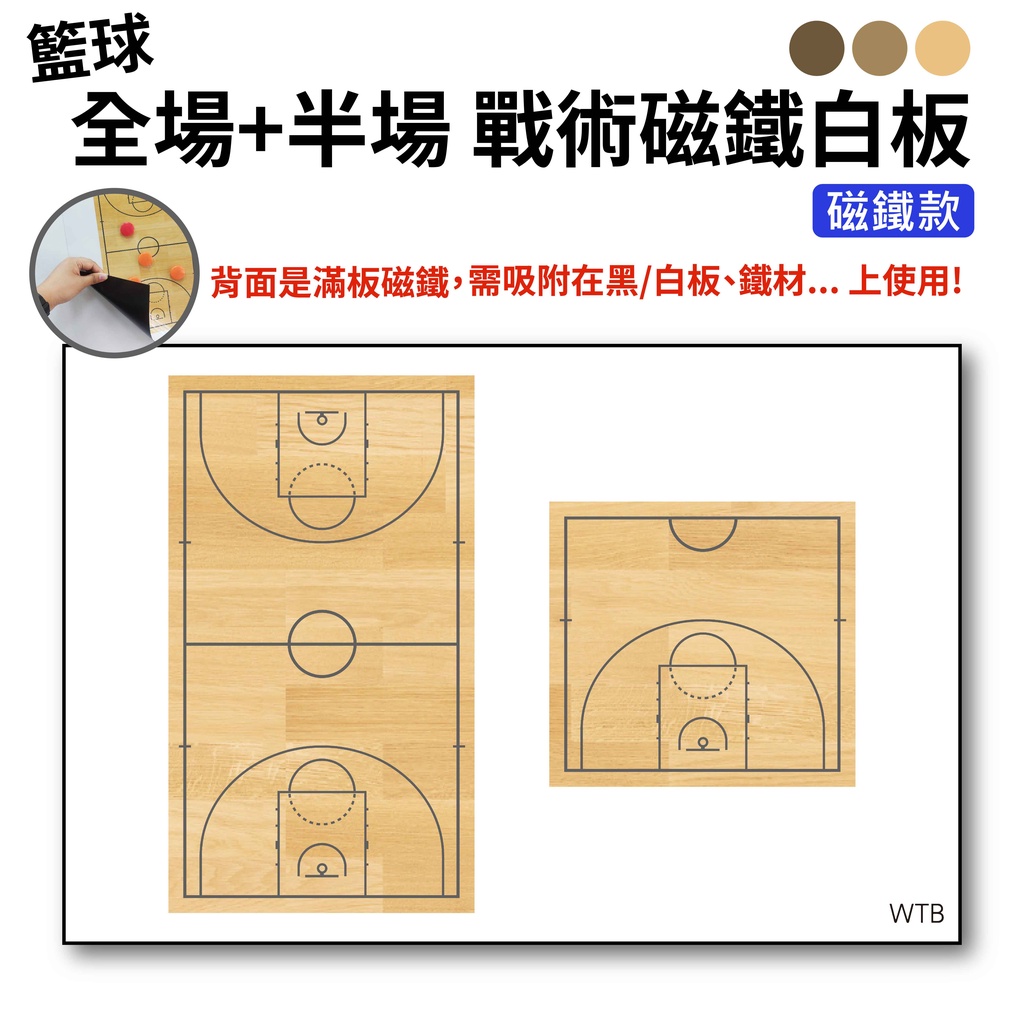 【WTB磁鐵白板】籃球 全場+半場戰術板 (大尺寸)  磁鐵白板 戰術 教材 冰箱磁鐵白板 籃球戰術板