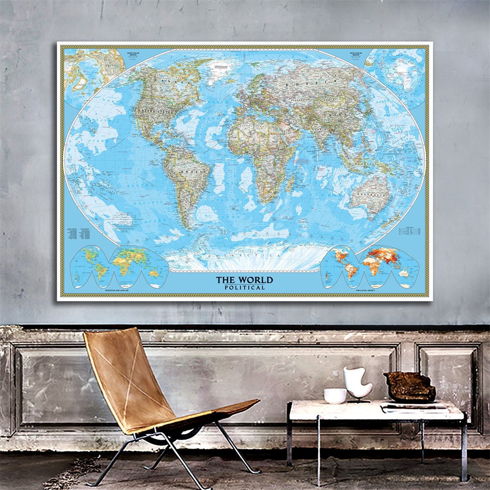 {GOOD} 世界地圖-大地圖海報印刷牆藝術背景布家居客廳牆壁裝飾