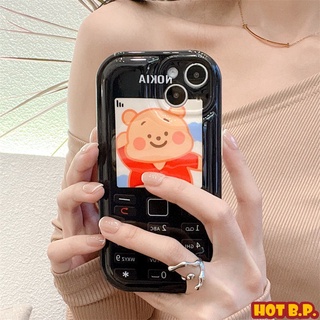 【HOT 本舖】可愛熊仿諾基亞iPhone13手機殼 Promax蘋果殼 12/11手機殼 亮面xr防摔軟矽膠