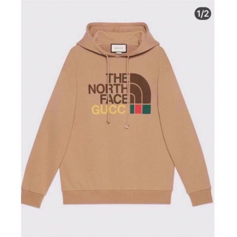 Gucci the north face hoodie XS號 帽T 咖啡色 tnf