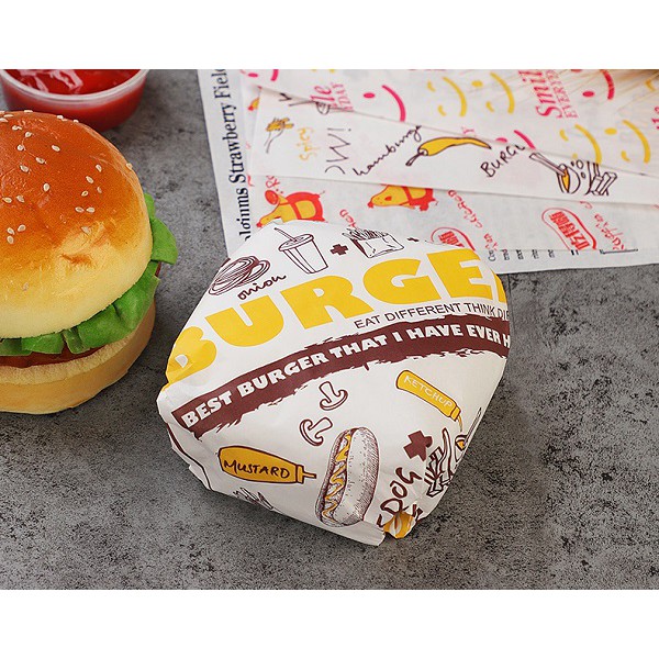 精選商品 漢堡包裝紙食品級包裝用紙蛋糕捲防油紙漢堡包裝紙100入 蝦皮購物