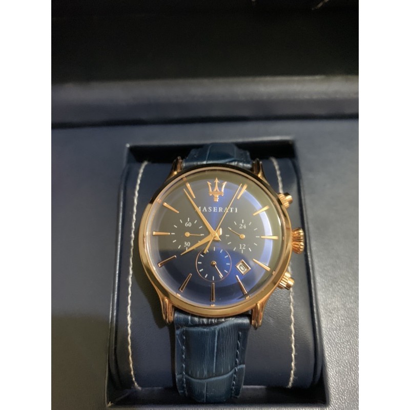 (海神藍)MASERATI 瑪莎拉蒂三眼計時經典腕錶-EPOCA系列(R8871618007)（海藍神）
