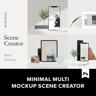 Minimal Multi Scene Mockup 極簡手機UI展示PSD樣機.M2020030907