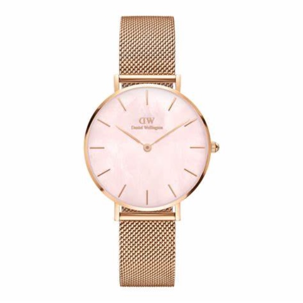 DW錶 DW00100516 32mm 粉色珍珠貝玫瑰金米蘭錶帶女錶