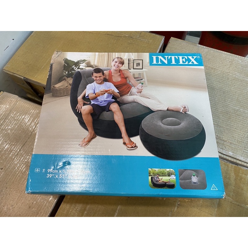 全新 正品 INTEX單人充氣沙發椅 附腳椅