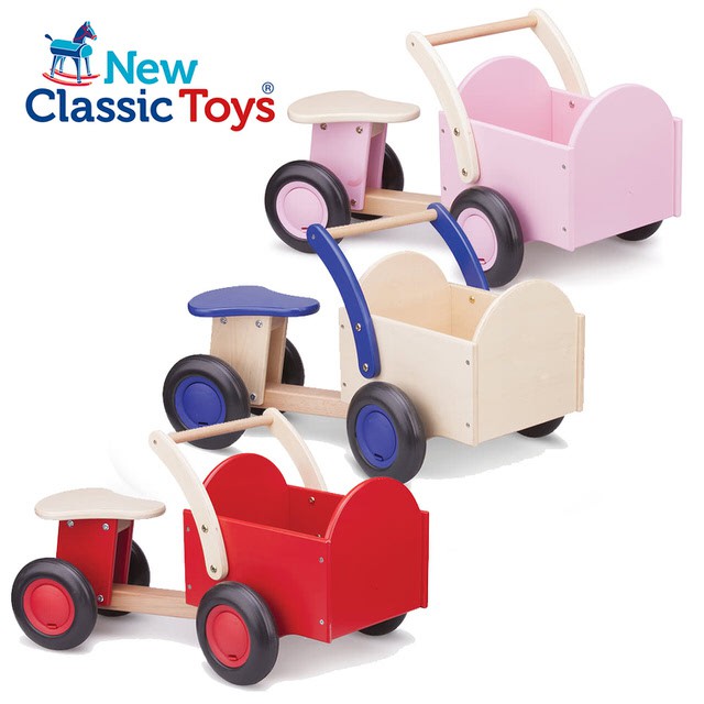 荷蘭 New Classic Toys  - 經典木製置物滑步車 活力紅 俏皮藍 甜心粉