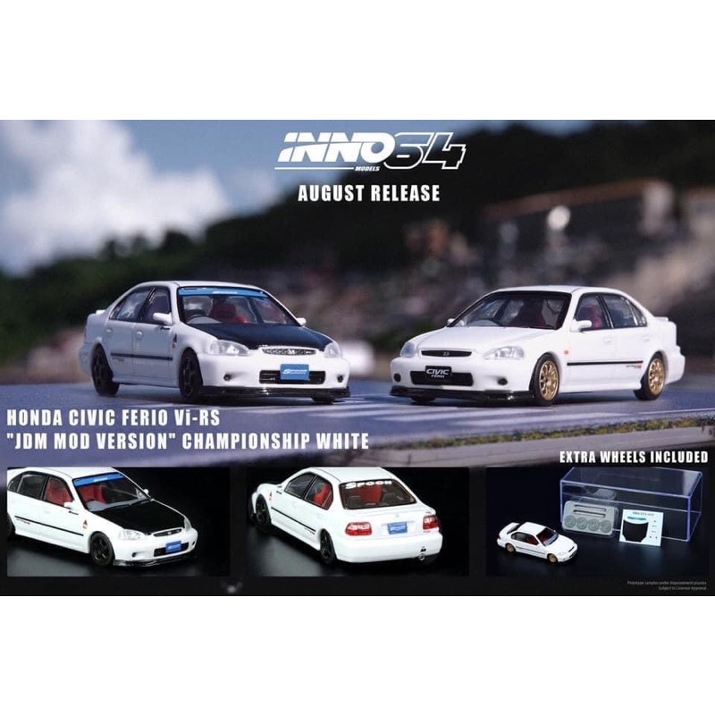 iNNO64 1/64 Honda Civic Ferio Vi-RS "JDM MOD VERSION" 白色K8四門