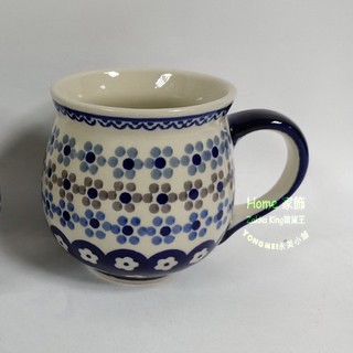 [HOME] 波蘭陶 胖胖杯 牛奶杯 早餐杯 馬克杯 造型杯 歐式古典鄉村藍色花卉圖案 波蘭進口 收藏