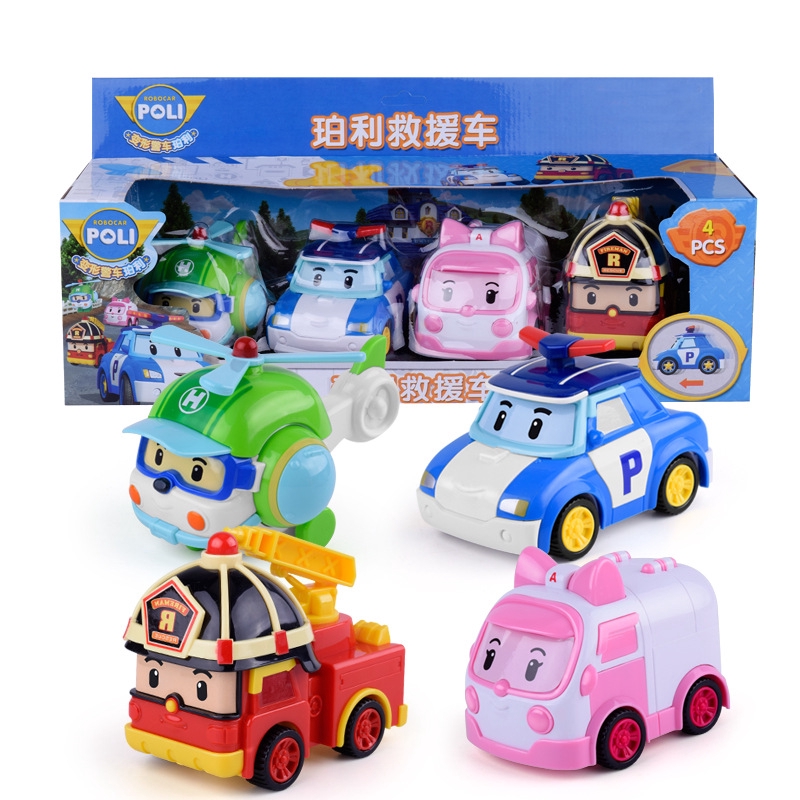 珀利慣性玩具車仿真q版警車消防汽車模型兒童玩具車套裝儿童合金车玩具汽车玩具poli 蝦皮購物