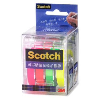 3M 812 Scotch 可再貼螢光標示膠帶(個)(尺寸:9mm×20M)~重點標示可重複使用的好幫手~