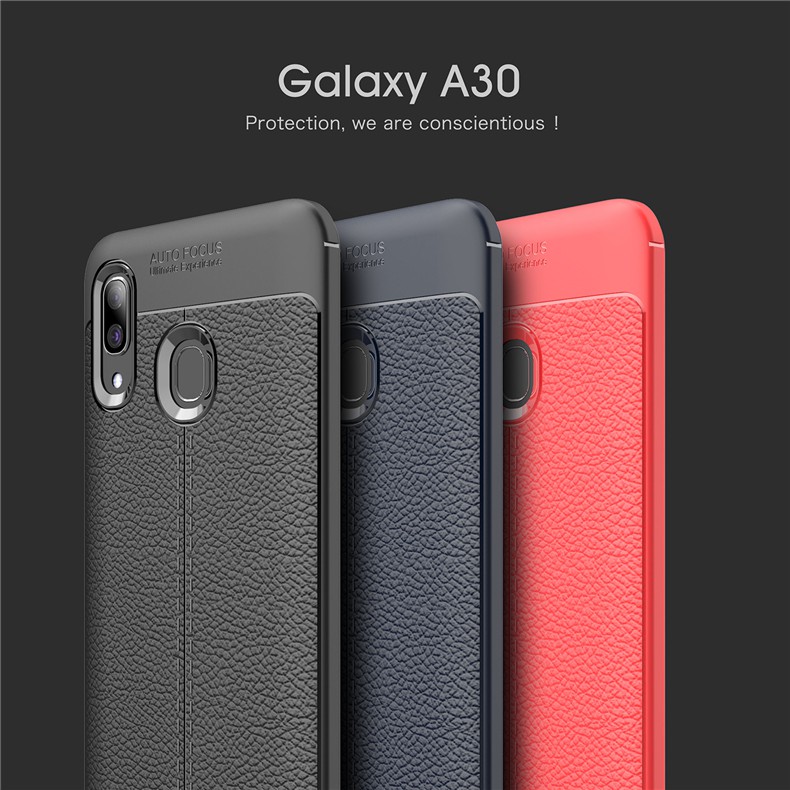 軟套【geek3c】三星 Galaxy A20 A30 皮紋 荔枝紋 TPU 軟套保護套 黑紅藍 ku