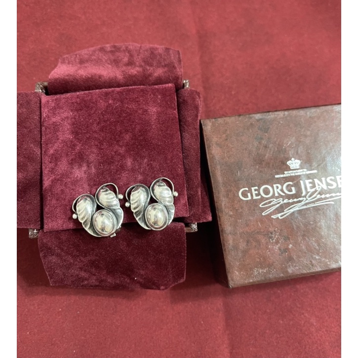 GEORG JENSEN 喬治傑生 1994 銀石 年度 夾式 耳環