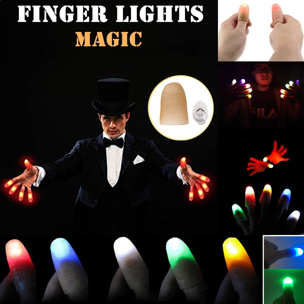1 件裝魔術手指燈拇指燈假手指惡作劇玩具萬聖節派對工具在黑暗中發光手指 LED 派對裝飾光波照明拇指燈魔術玩具免費尺寸