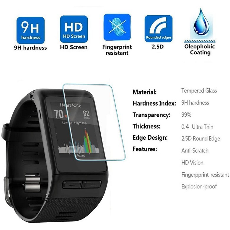 佳明Garmin vivoactive HR手錶膜保護膜 保護貼 鋼化玻璃膜 手錶配件