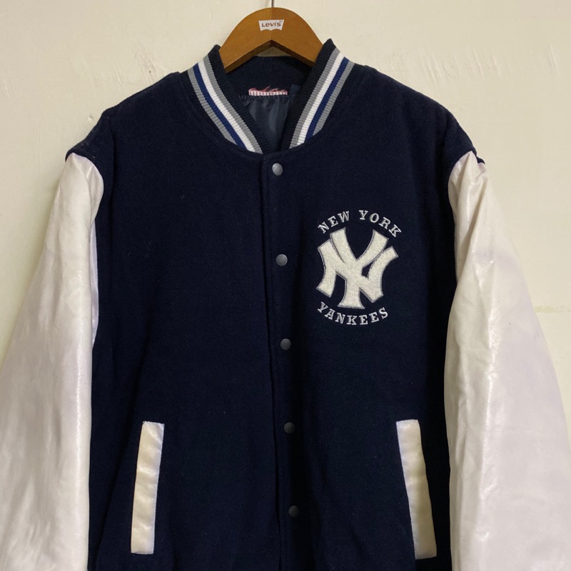 《舊贖古著》MLB Yankees 洋基隊 皮袖 棒球外套 拼接 古著 vintage