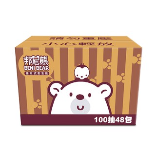 Benibear 邦尼熊 復古酒紅條紋抽取式衛生紙 (100抽x8包x6袋/箱) 廠商直送