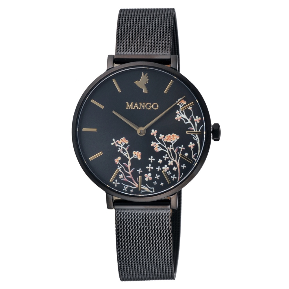 【聊聊私訊甜甜價】MANGO 青鳥花園時尚腕錶-黑-MA6767L-GY-35mm