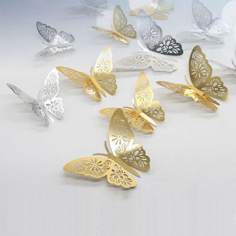 3d立體蝴蝶金屬質感鏤空紙蝴蝶仿真墻上裝飾自貼墻貼冰箱婚慶婚房 蝦皮購物