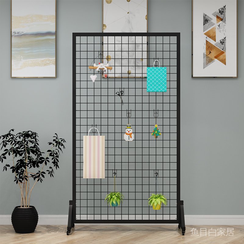魚目白家居立式鐵藝網架落地移動網片超市鐵絲網格網架展會幼兒園飾品展示ylws 蝦皮購物
