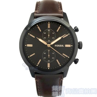 FOSSIL FS5437手錶 優雅紳士時尚款 雙眼計時 咖啡色 皮帶 男錶【澄緻精品】