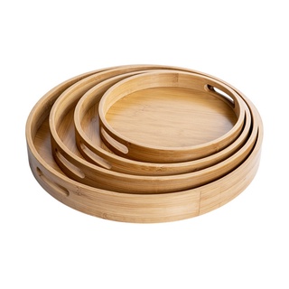 竹製托盤 訂製創意 日式ins 烘焙雙耳手提圓形茶托 盤家用茶具小茶盤