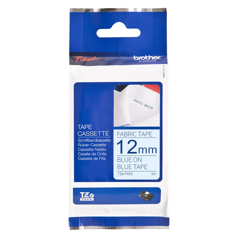 Brother TZe-FA53 燙印布質標籤帶 (12mm 粉藍布藍字) 現貨 廠商直送