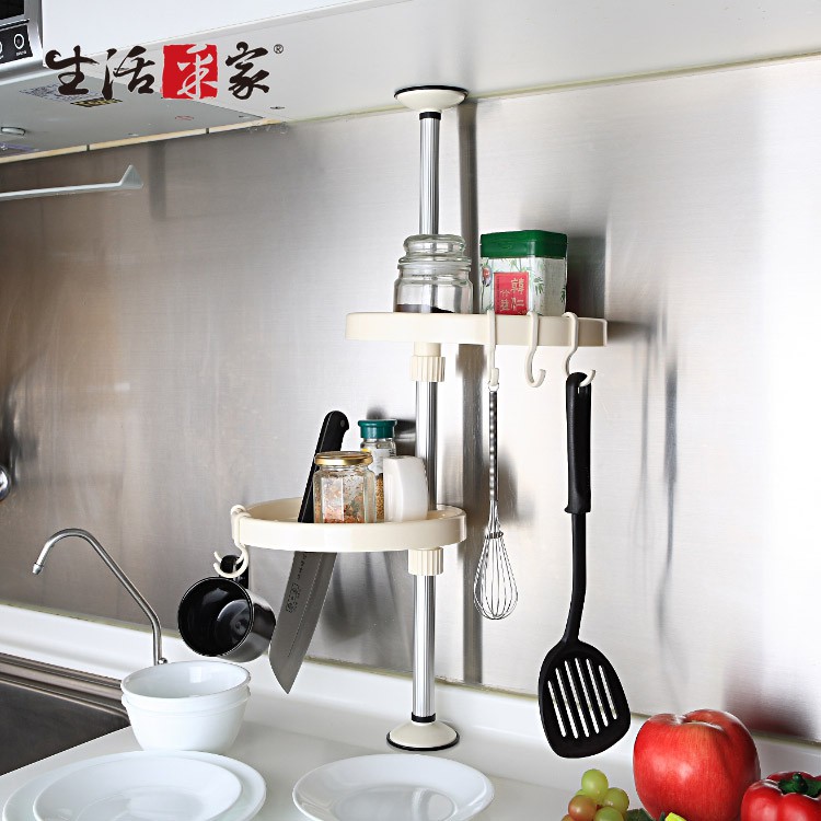 生活采家伸縮二層置物架 廚房空間對應 頂天立地櫥櫃收納#08011