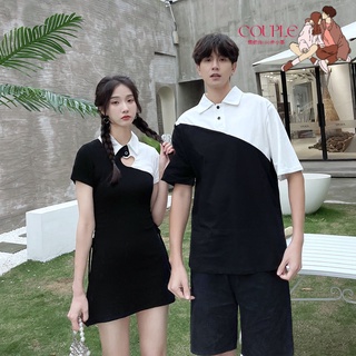 【COUPLE】❤情侶裝套裝❤夏裝一衣一裙新款潮流法式辣妹裙顯瘦連衣裙你衣我裙子