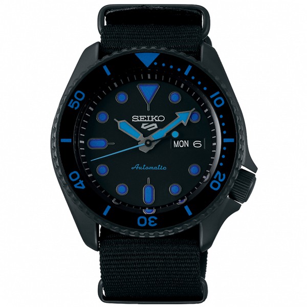 SEIKO 5 Sports 潮流黑水鬼藍時刻帆布帶機械錶/42.5mm SRPD81K1(4R36-07G0A)