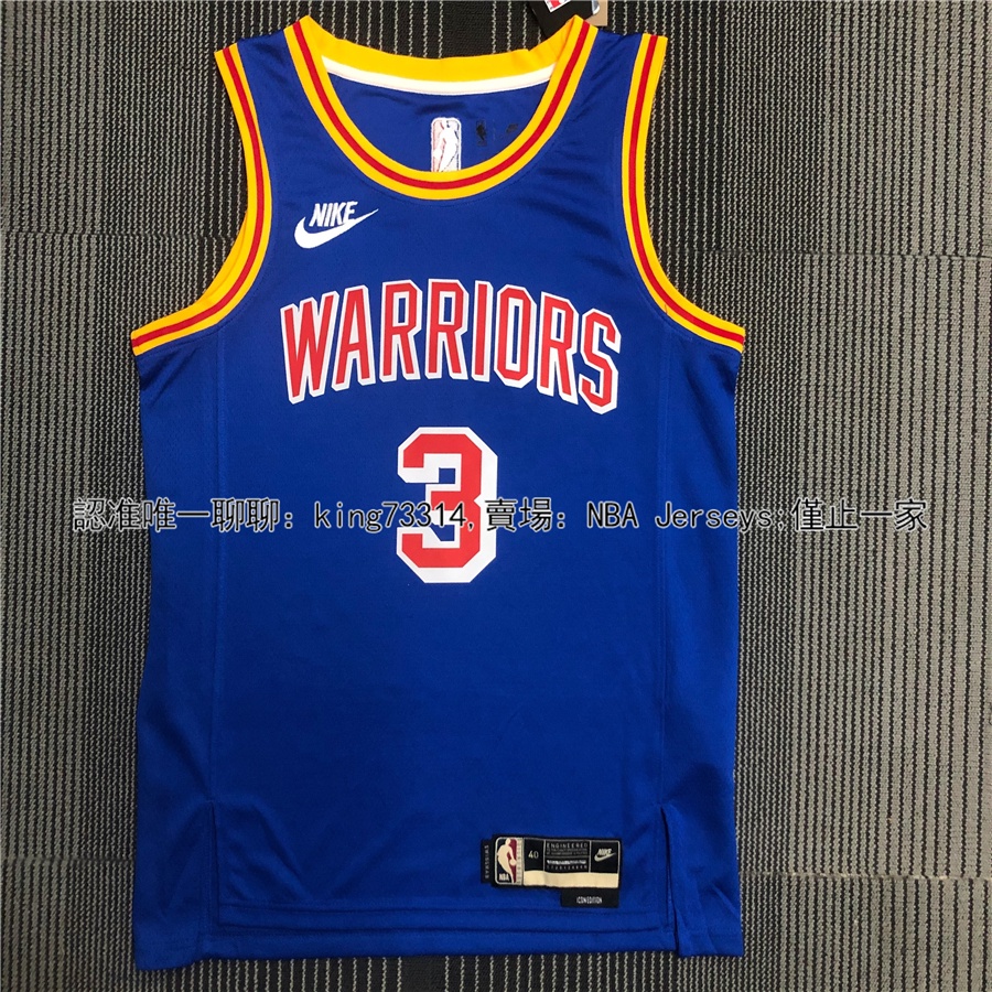 NBA 75週年 球衣 勇士 隊 Warriors 3 號 波爾 Jordan Poole 復古 藍 籃球 SW 衣 服
