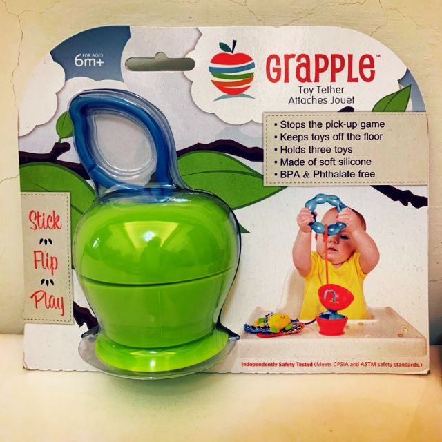 Grapple矽膠吸盤🍎綠色蘋果三爪玩具/創意小物/媽媽神器