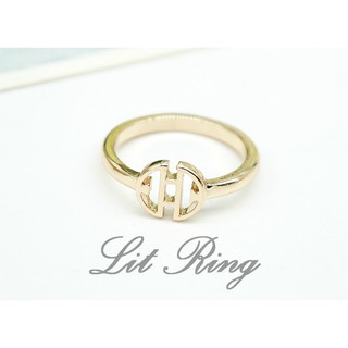 【Lit Ring】金色鏤空圓形花紋戒指。簡約 氣質 對稱 幾何 半圓 圓圈 鏤空 方格 雕刻花紋 戒指 飾品 首飾