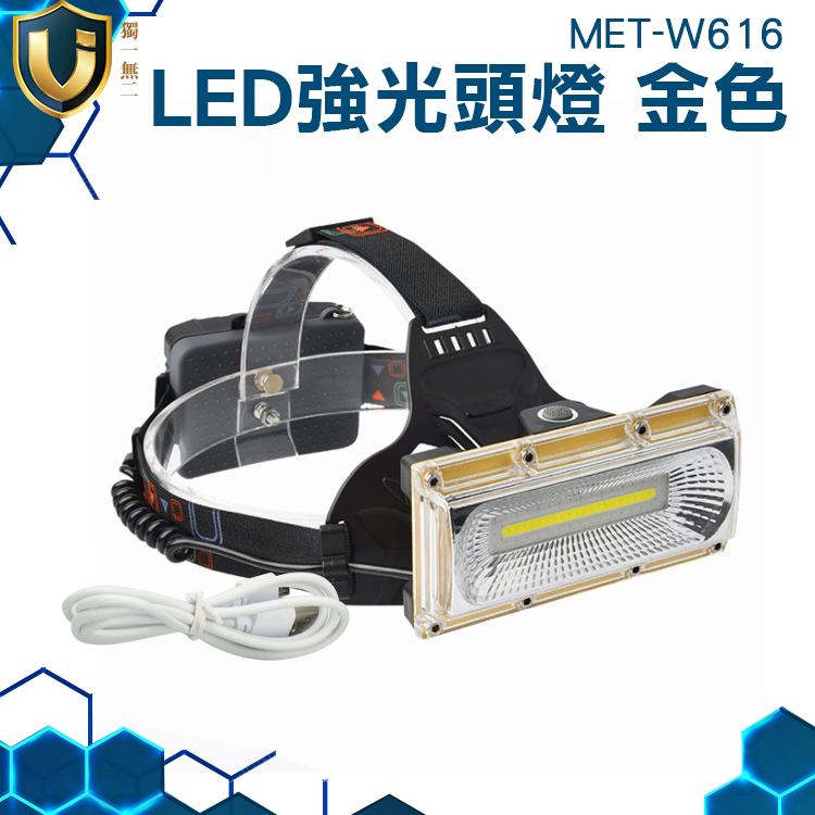 《獨一無2》頭燈 修車工作燈 探照燈 高亮度 led強光 戶外燈 MET-W616(金色)