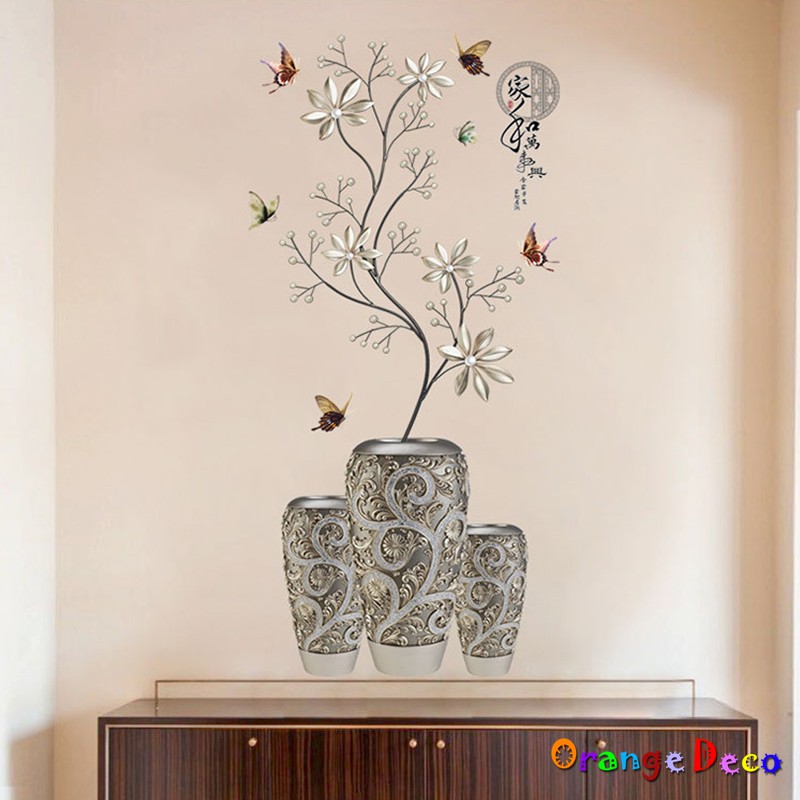 【橘果設計】花瓶家和萬事興 壁貼 牆貼 壁紙 DIY組合裝飾佈置
