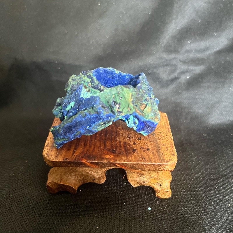 《原礦擺設》- 藍銅礦共生孔雀石聚寶盆