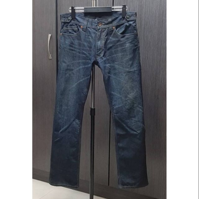 （客訂勿下標）正品LEVIS514 男深藍刷紋後拉鍊口袋牛仔褲W34/L32