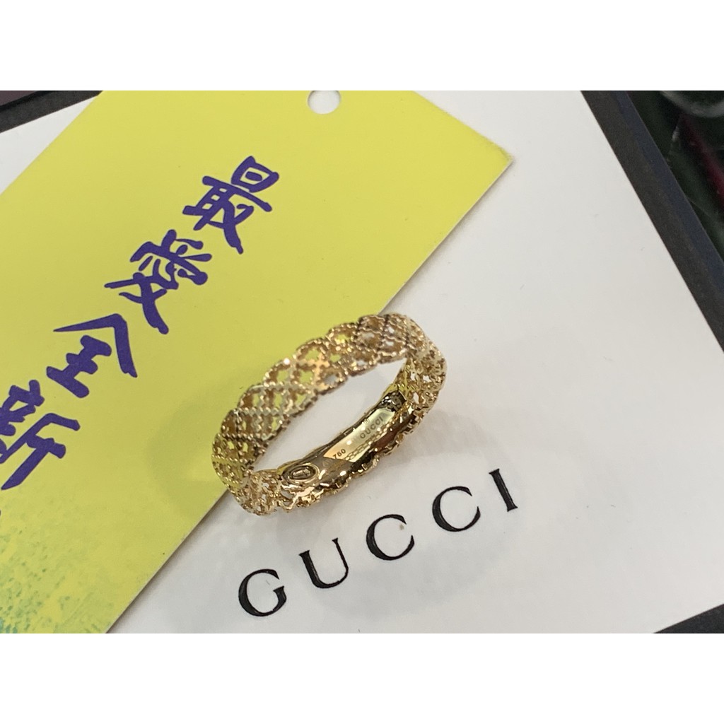GUCCI 全新750 18K金金色縷空戒指XD5602 341236  蝦皮購物