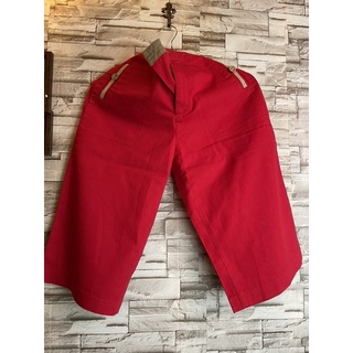 寬版紅色七分褲-假口袋造型款