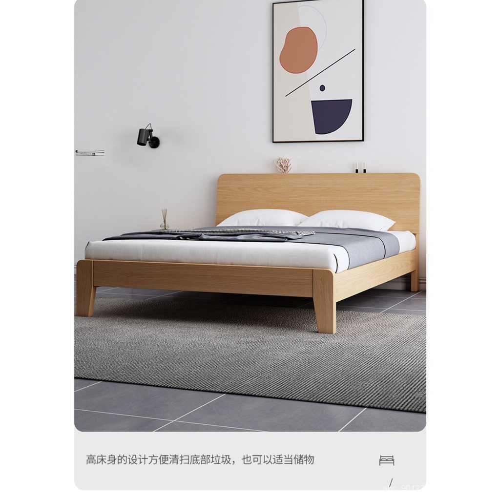 床架雙人加大 床實木1.8米現代簡約雙人美式床1.5米主臥婚床北歐式床輕奢單人床 床架單人加大