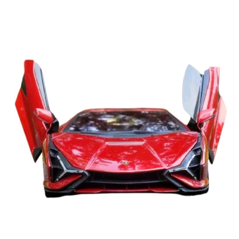 Bburago Lamborghini Sian FKP 37 紅色金屬與銅車輪 1/18 壓鑄模型車